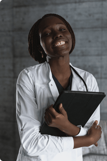 Healthcare provider smiling